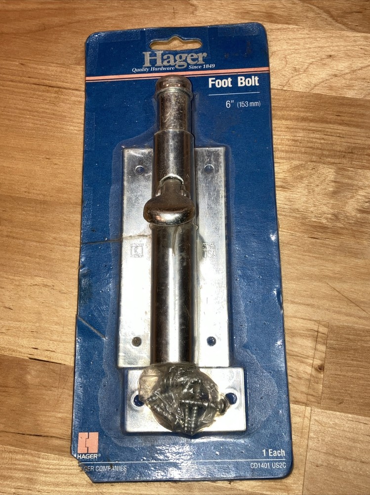 Hager, 6” Foot Bolt CD1401US2C. NEW