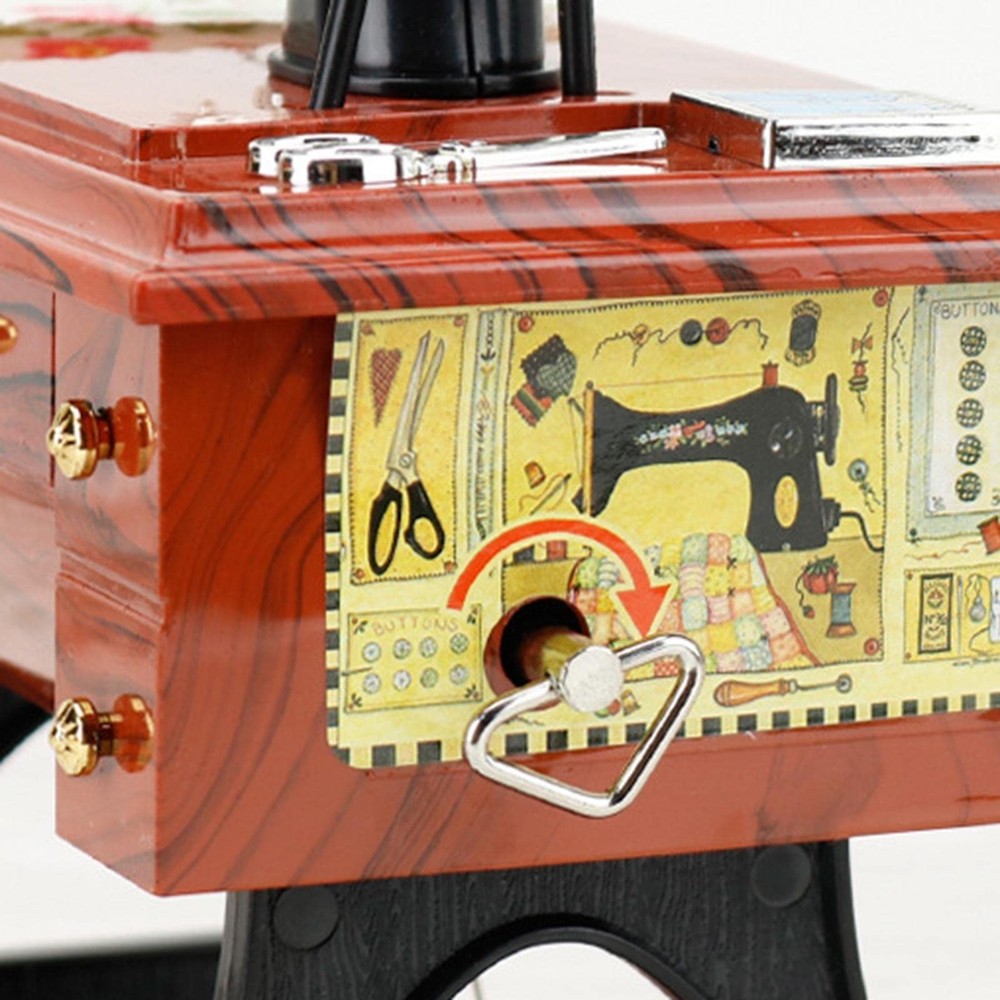 Creative Sewing Machine Music Box Mechanical Music Box Mini Decorative Table ...