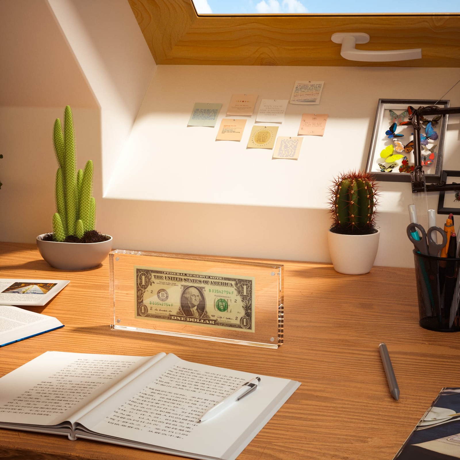 Dollar Bill Frame Display – 7.8" x 3.9" Acrylic 1 Pack, Clear