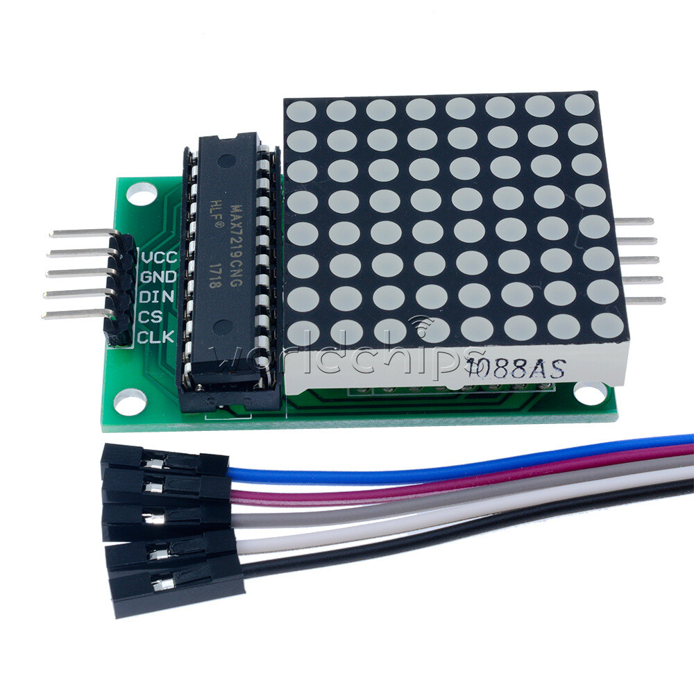 2PCS MAX7219 Red LED Dot Matrix Module Drive 8x8 Common Cathode Lattice + Cable