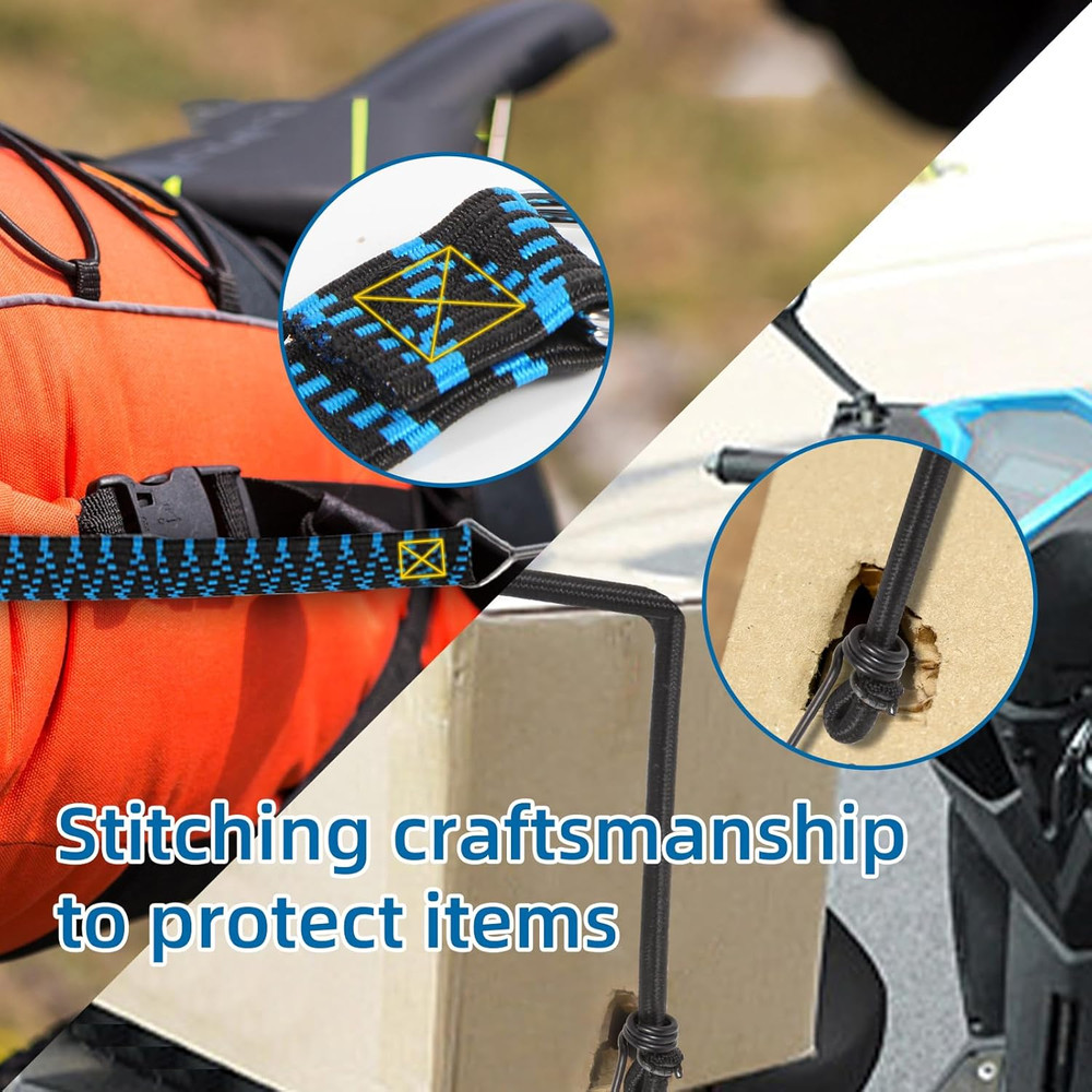 Adjustable Bungee Cords, Bungee Cords with Hooks Heavy Duty, Flat High Elasti...