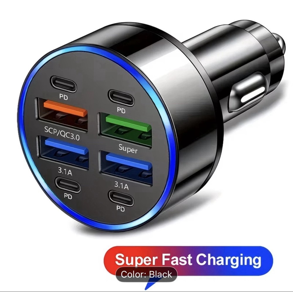66W USB Car Charger Type C Fast Charging Phone Adapter Socket Cigarette Lighter