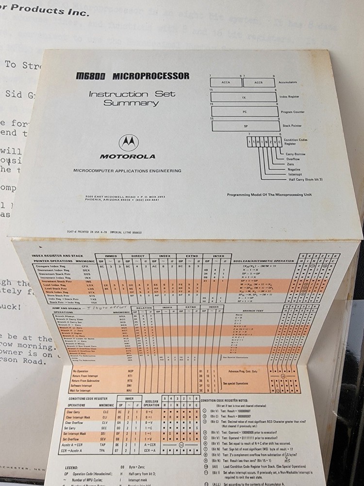Original Vintage Motorola M6800 Microprocessor Manuals Guides Retro Computing