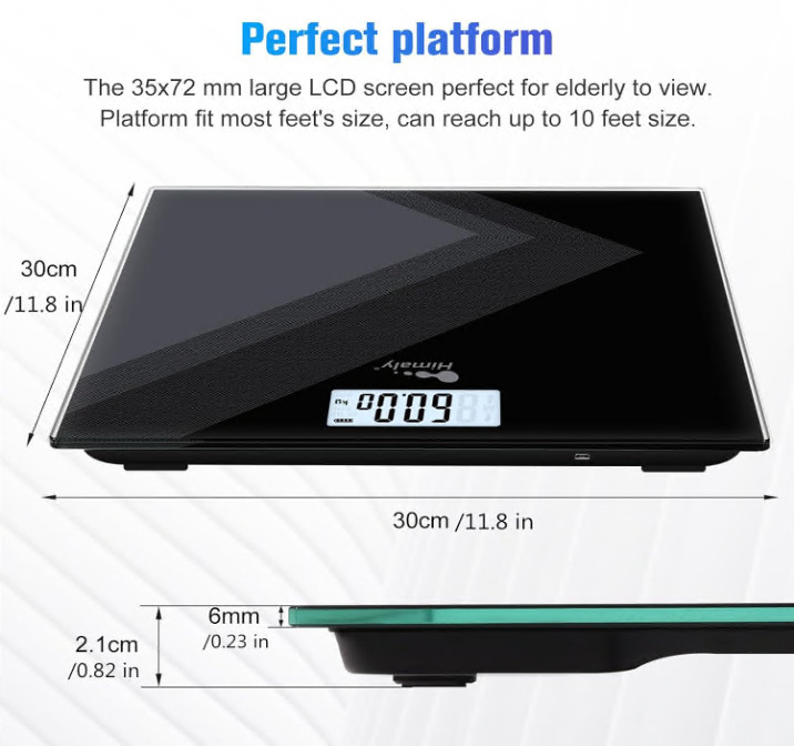 Digital Bathroom Scale High Precision Sensor LED Display 400 lbs USB Charging