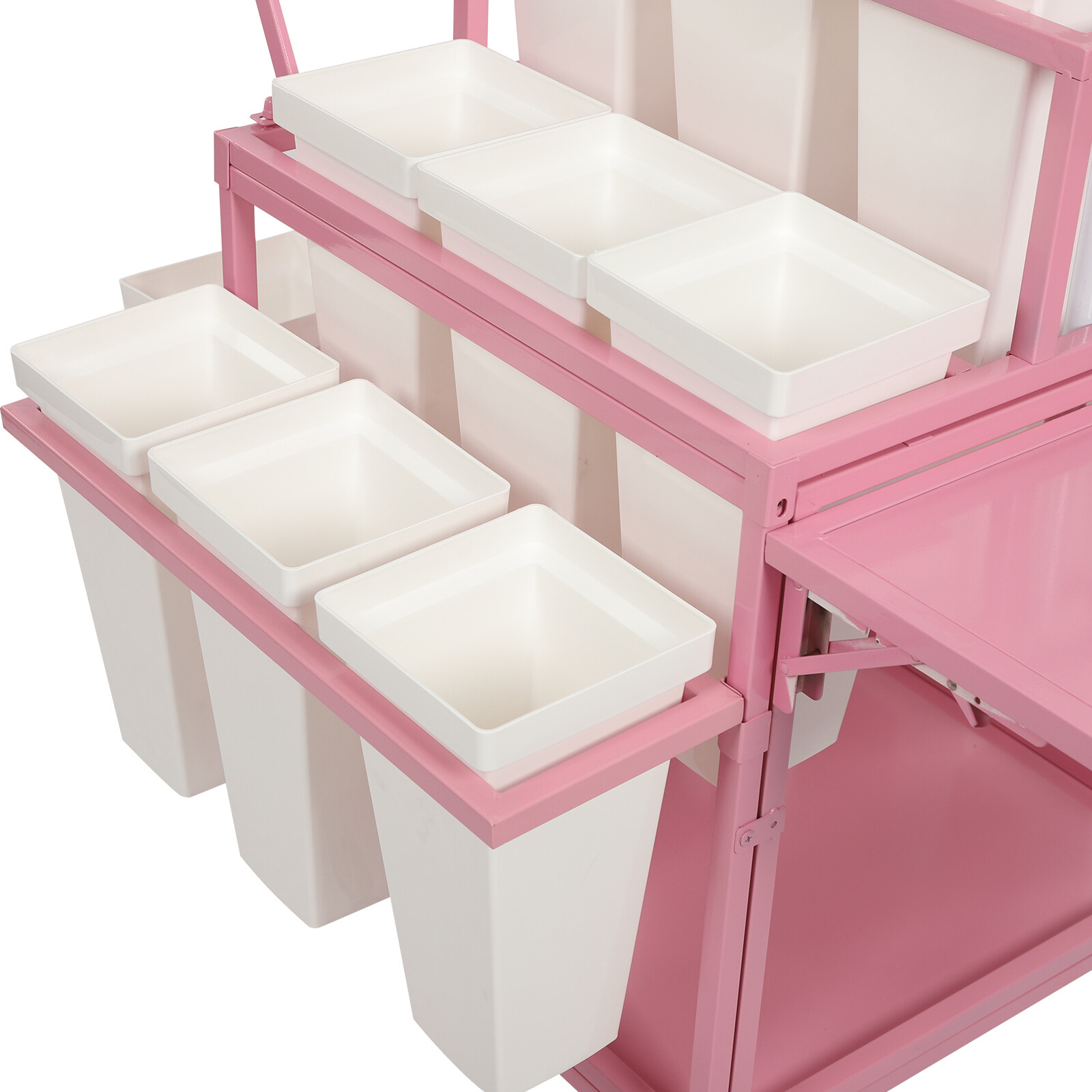 Metal Garden Cart Plant Stand Slide Out Rolling Flower Display Rack for Florist