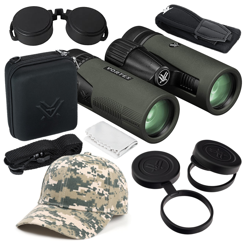 Vortex Optics Diamondback HD 10x32 Binocular with Free Camo Digital Hat Bundle
