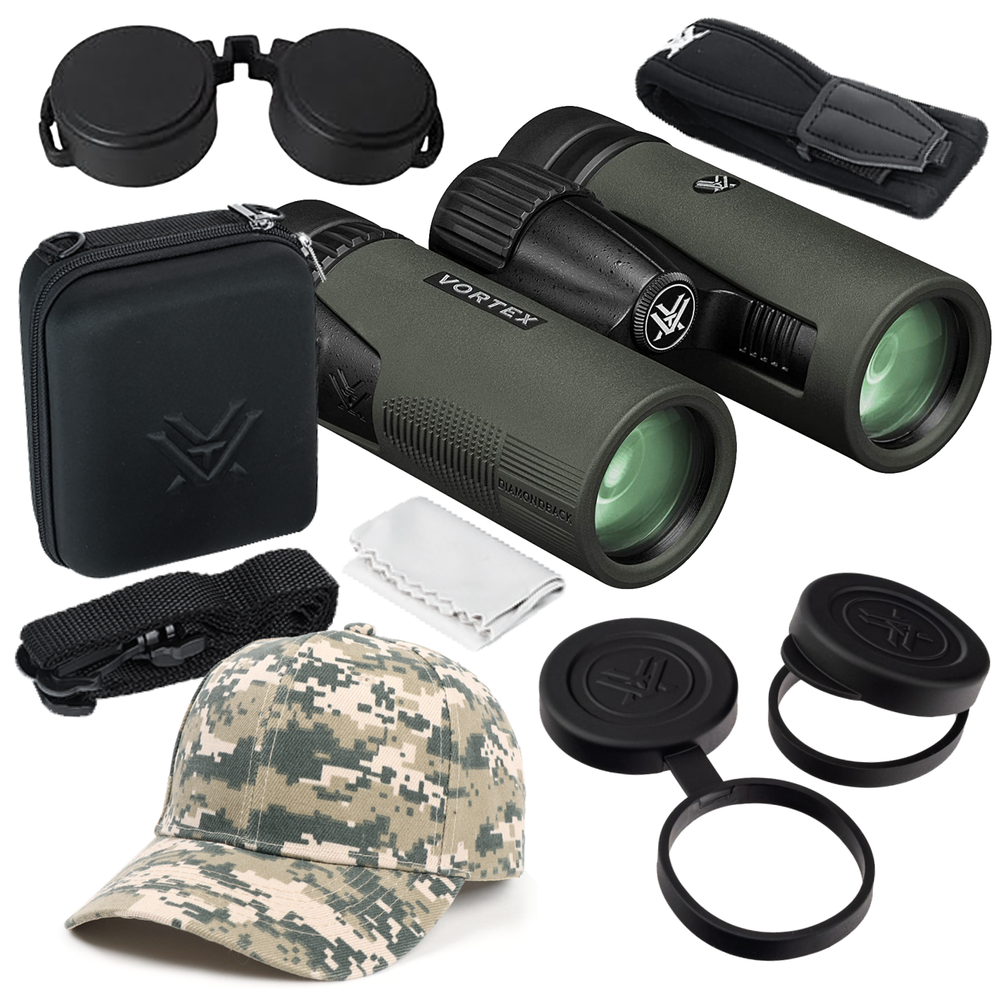 Vortex Optics Diamondback HD 10x32 Binocular with Free Camo Digital Hat Bundle