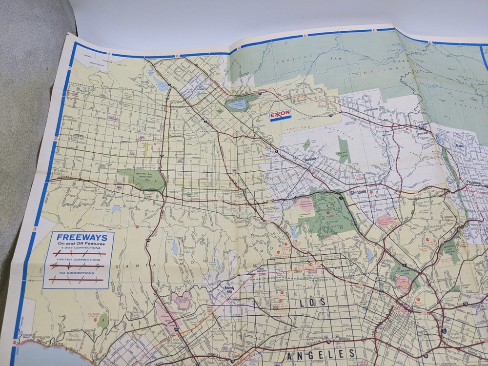 1973 Exxon Los Angeles Area Map Booklet Pullout with Special Freeway Coverage