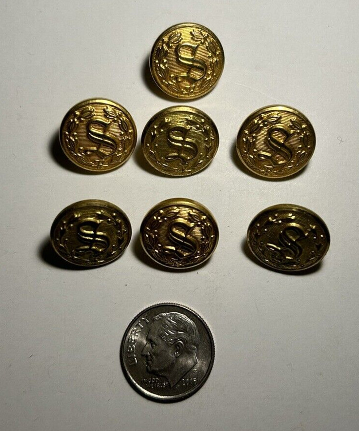 7 Waterbury Button Co. Conn buttons "S" on face