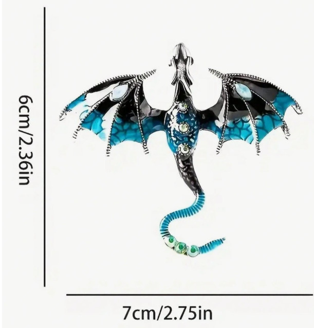 BROOCH-Beautiful Rhinestone Dragon, BLACK