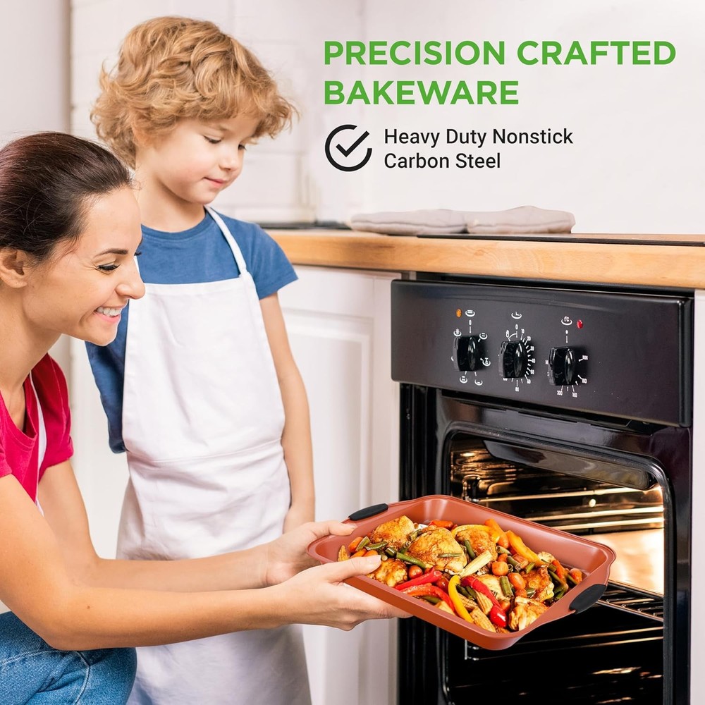 NutriChef 8 Piece Baking Pans Set - Copper (Open Box)