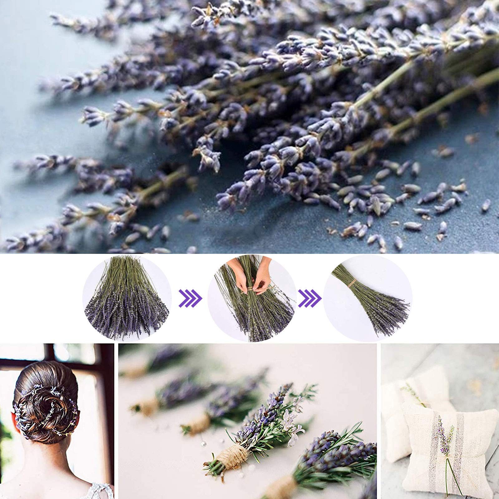 Dried Lavender Flowers Bundles 200 Stems Dry Lavender Bunch for Home 200+ stems