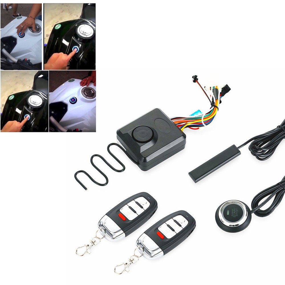 Keyless Entry Motorcycle Scooter Engine Start Push Button Kit Alarm System