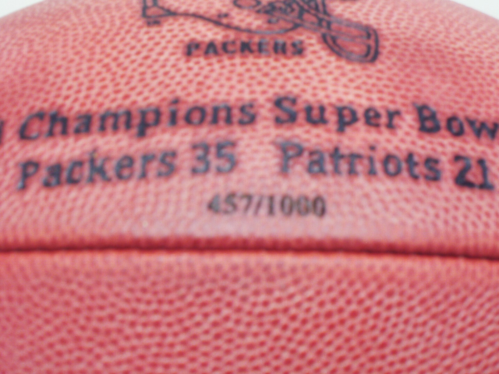 Green Bay Packers Serial Numbered Superbowl XXXI "Player" Game Ball 1 of a Kind