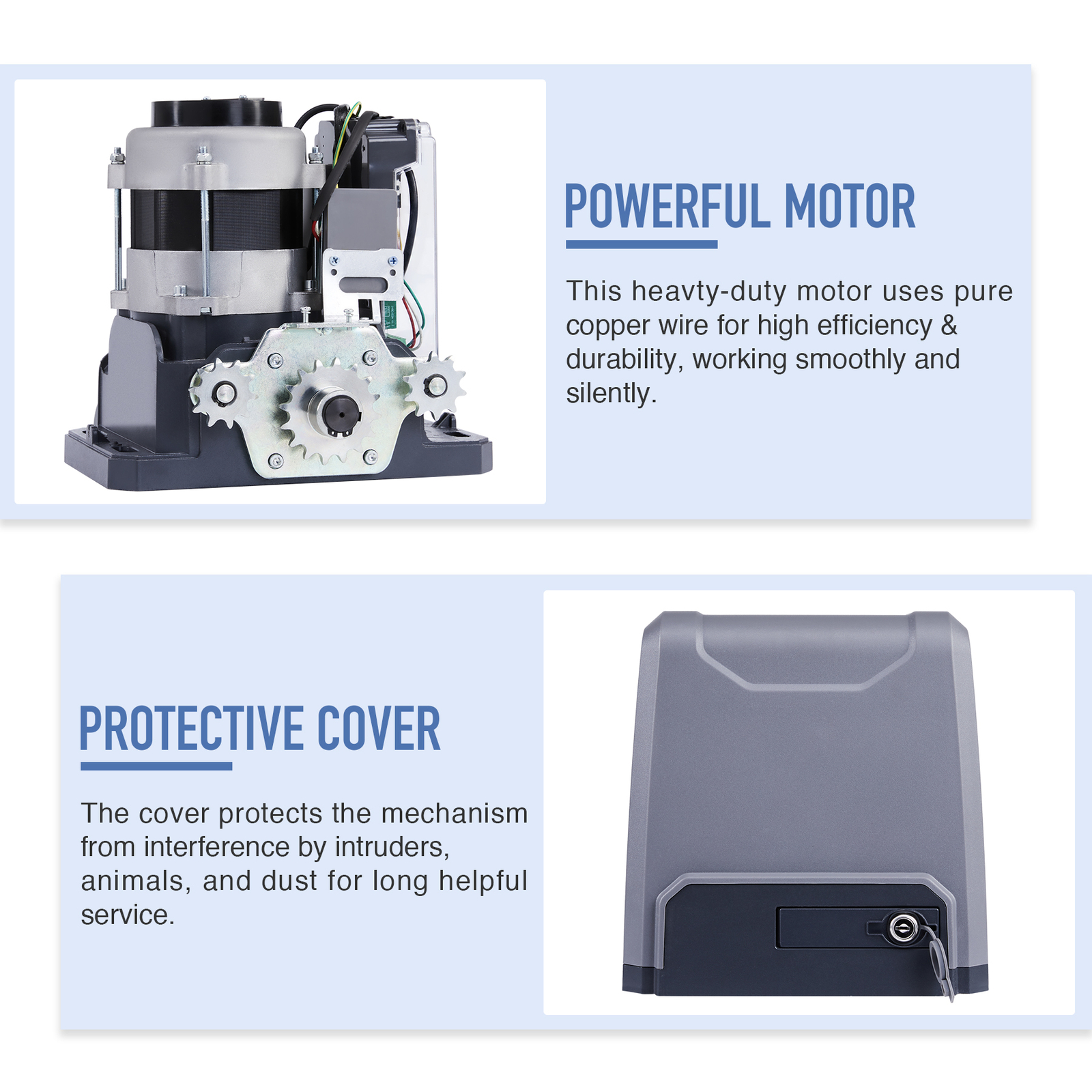 Smart Sliding Gate Opener with IR Sensors Remote Controls 3300lb 550W Motor