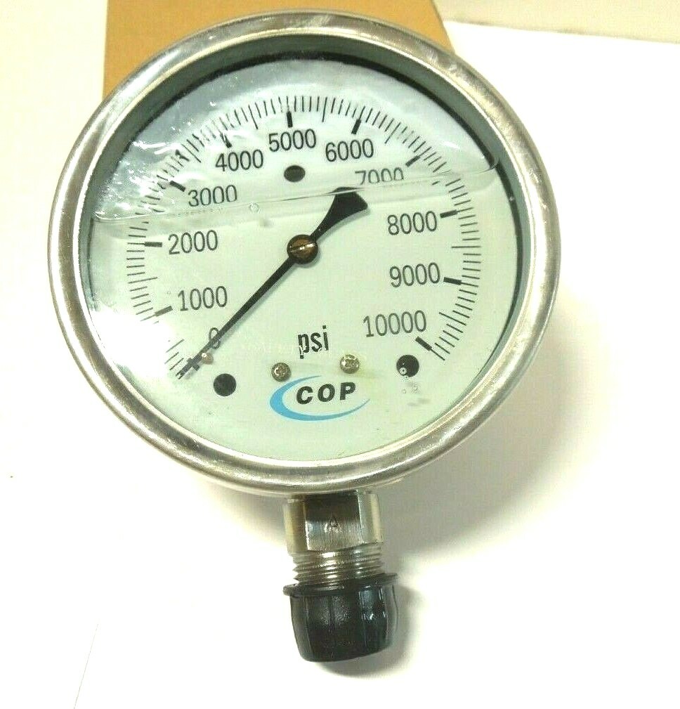 Gauge 4" Face S/S Case 0-10000 PSI 1/2" NPT Stainless Tube & Socket Filled 323FF