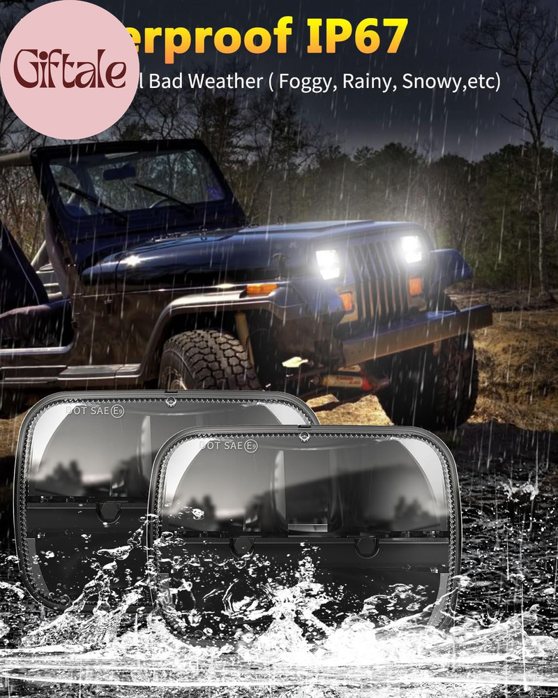 1 Pair 105W Rectangular 5X7/ 6X7 Inch Led Headlight High Low Beam Headlamp Compa