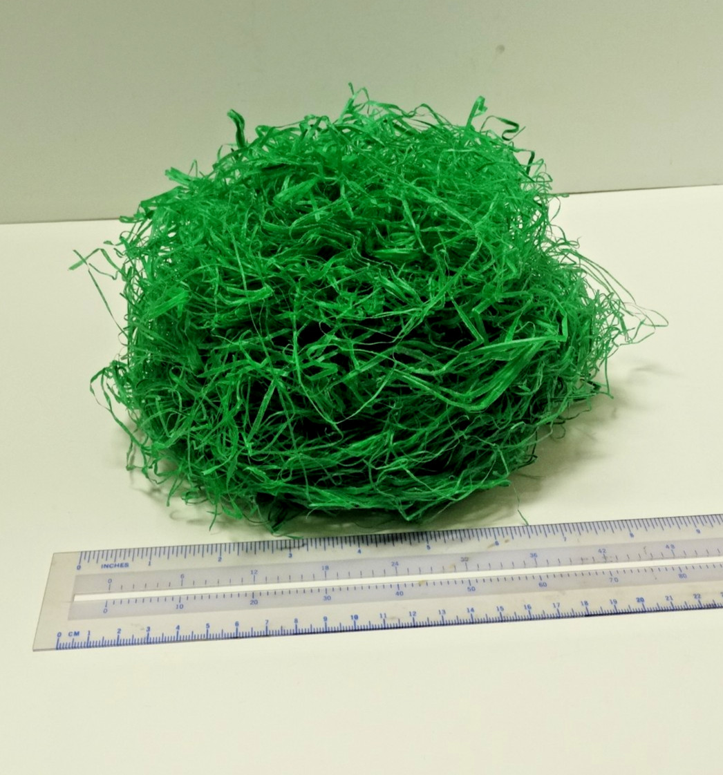 Vintage GREEN EASTER GRASS Putz Village or Basket WAX PAPER ~ 1 oz / 28 g NOS