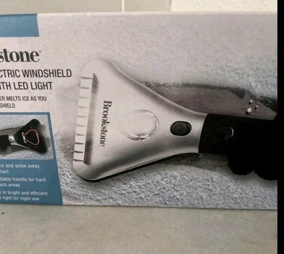 Brookstone Heated Electric Windshield Scraper with LED Light - Snow Ice Melter