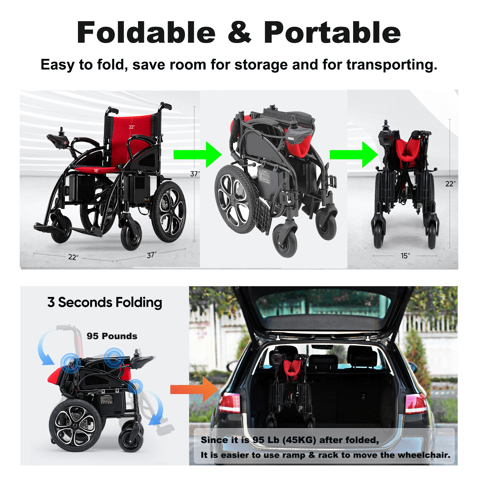 OPEN BOX Folding Electric Wheelchairs FDA Certified Medical Mobility Scooter