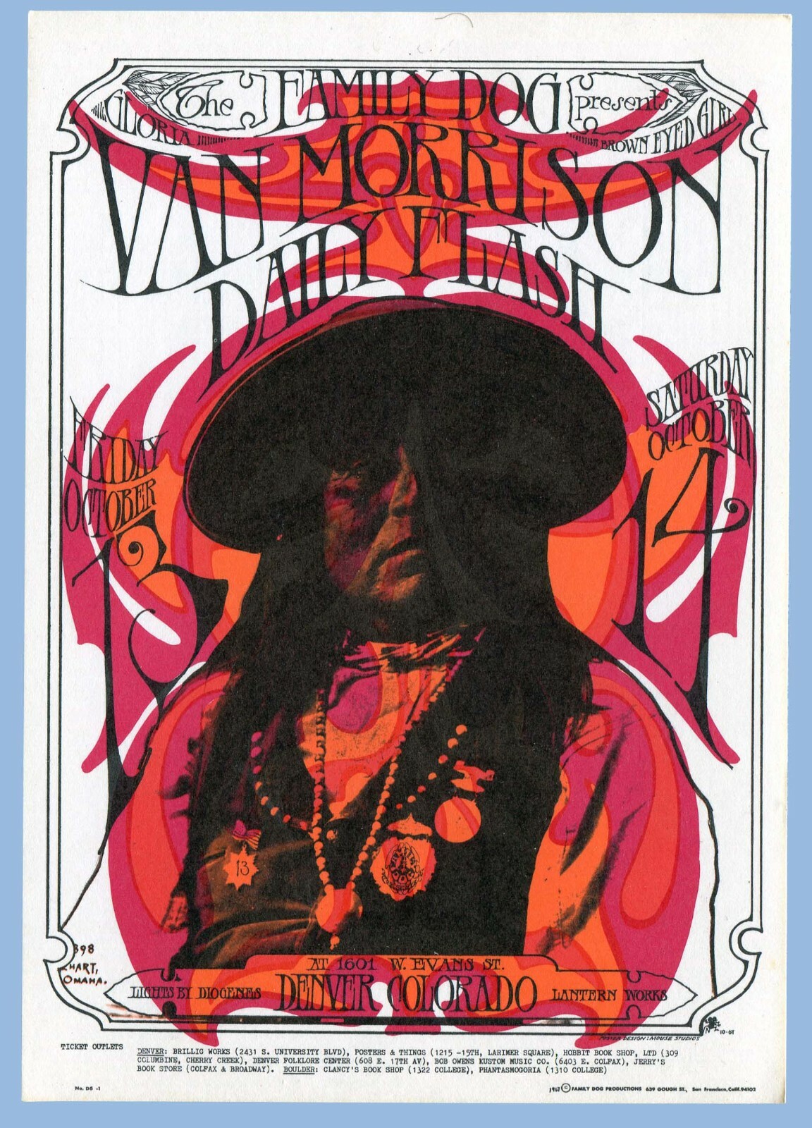 1967 ©FAMILY DOG PRODUCTIONS - VAN MORRISON, DAILY FLASH - POSTCARD - UNUSED
