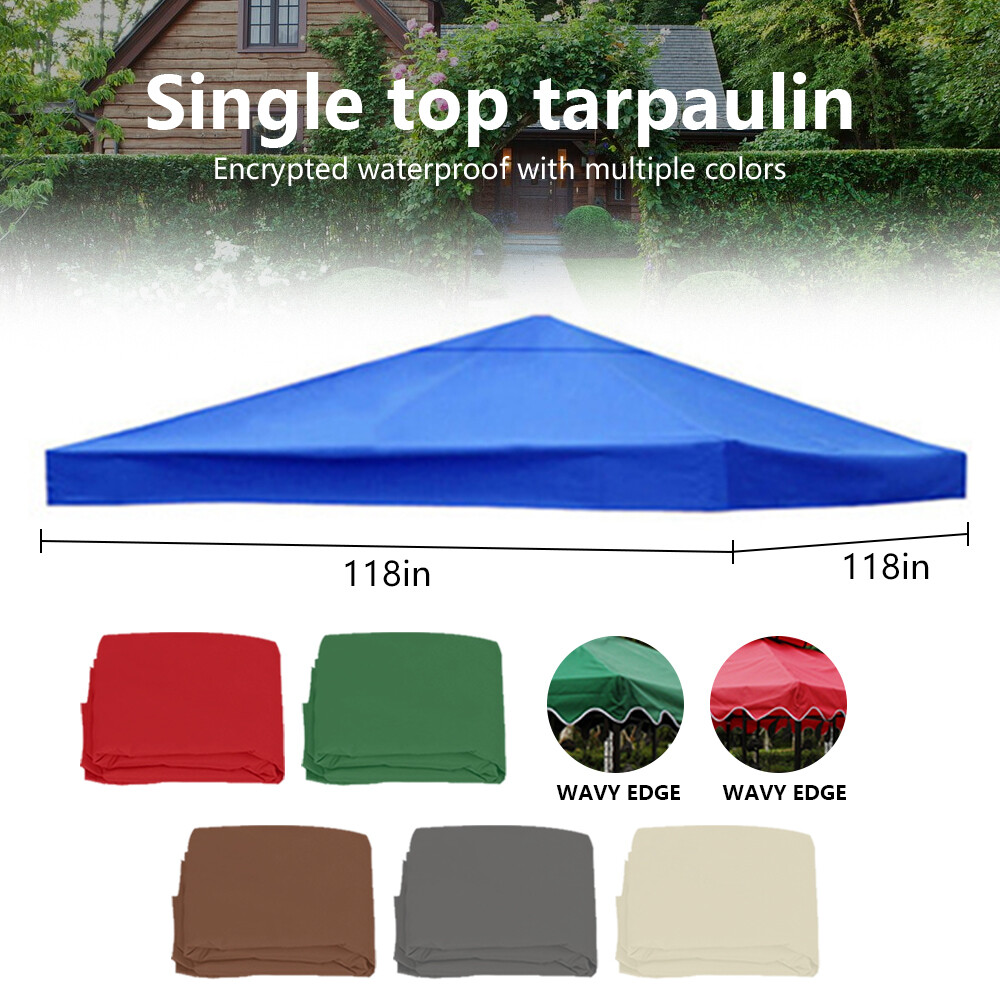 10'x10' Waterproof Gazebo Top Replacement Canopy 1 2Tier UV Sunshade Patio Cover