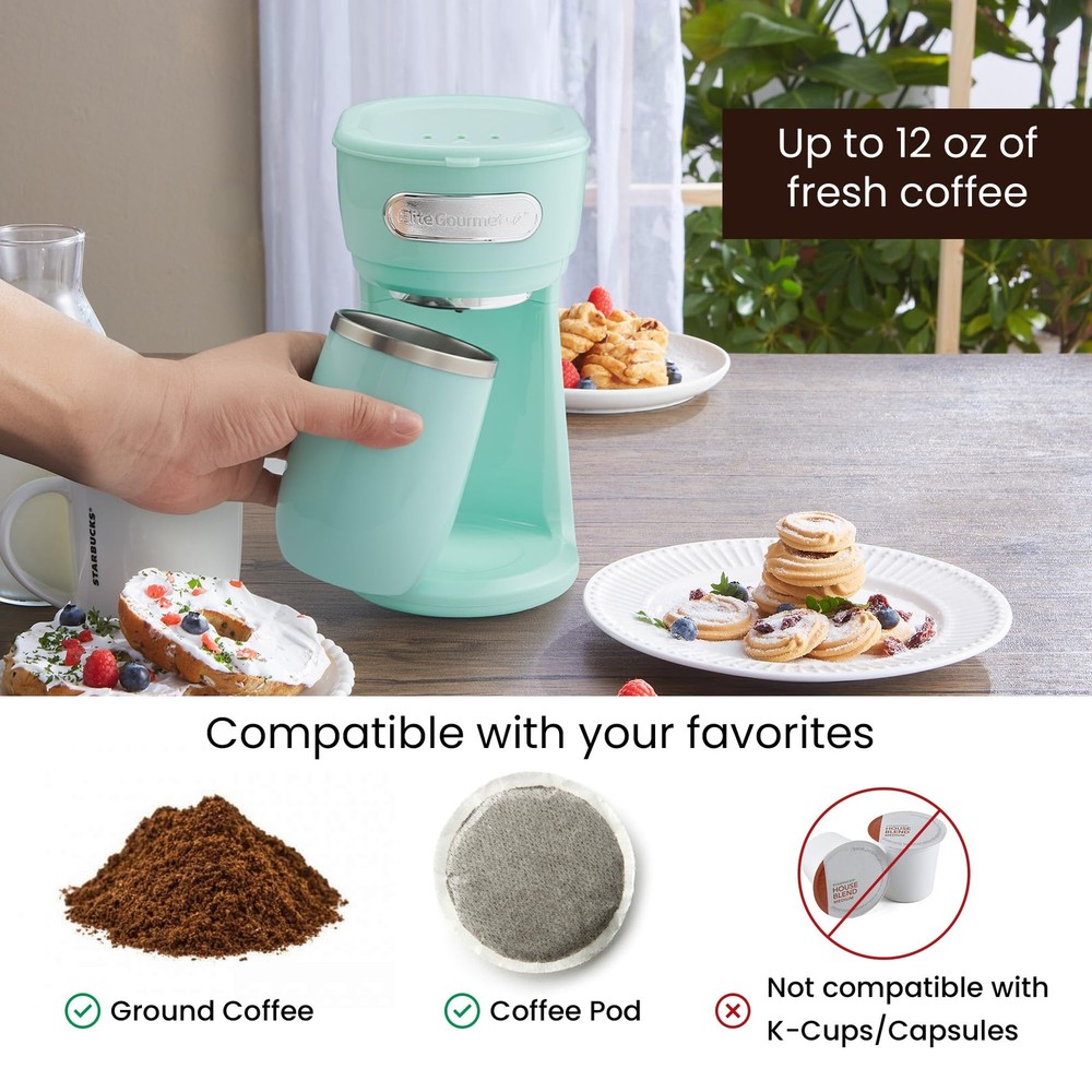 Elite Gourmet EHC242M Personal Single-Serve Compact Coffee Maker Brewer Includes
