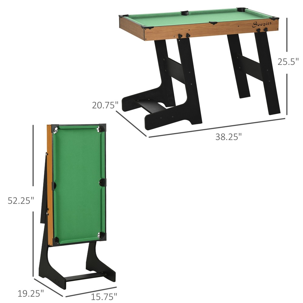 38" Billiards Table Foldable Tabletop Pool Game Table Set for Adults and Teens