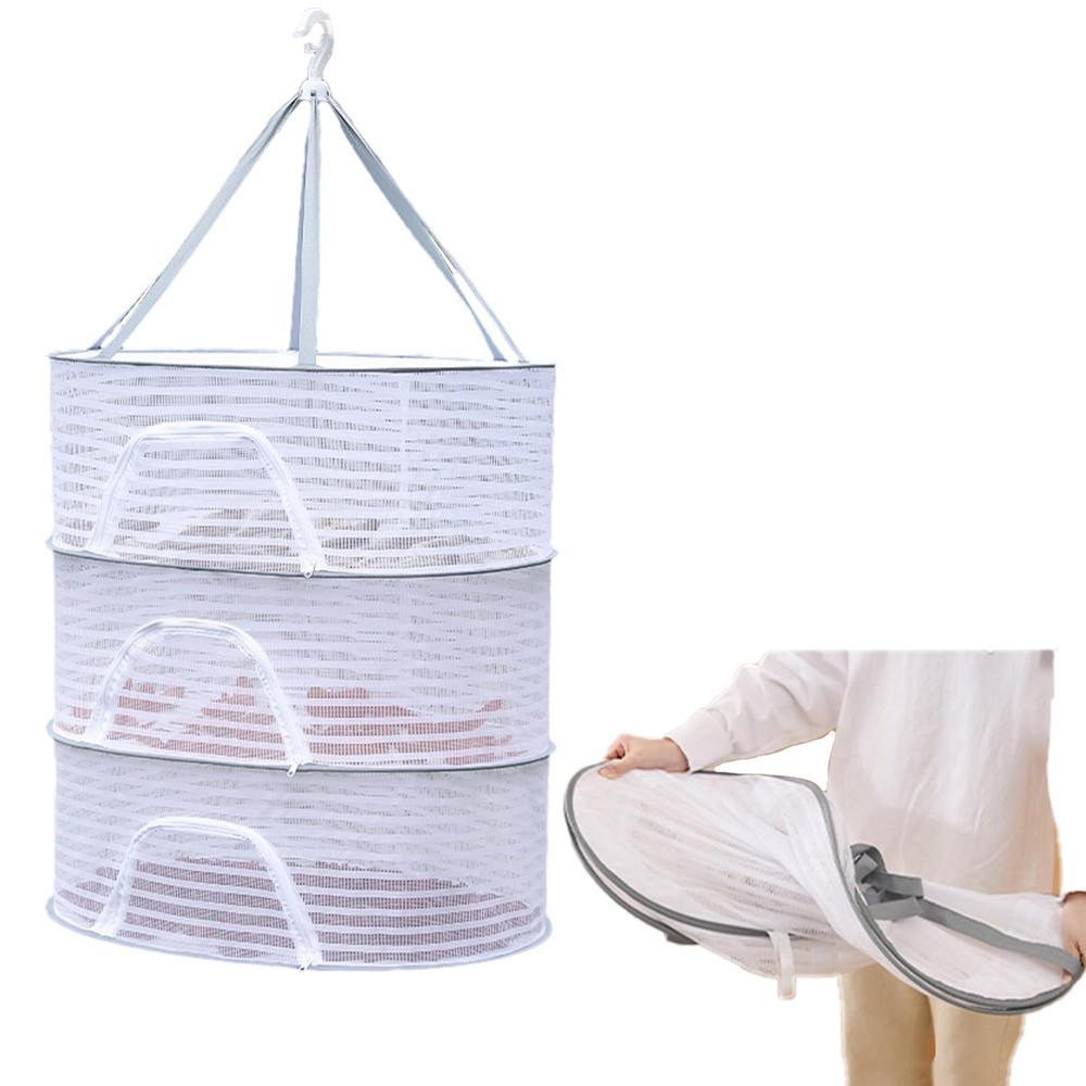 3 Layer Herb Drying Rack Foldable Hanging Mesh Net