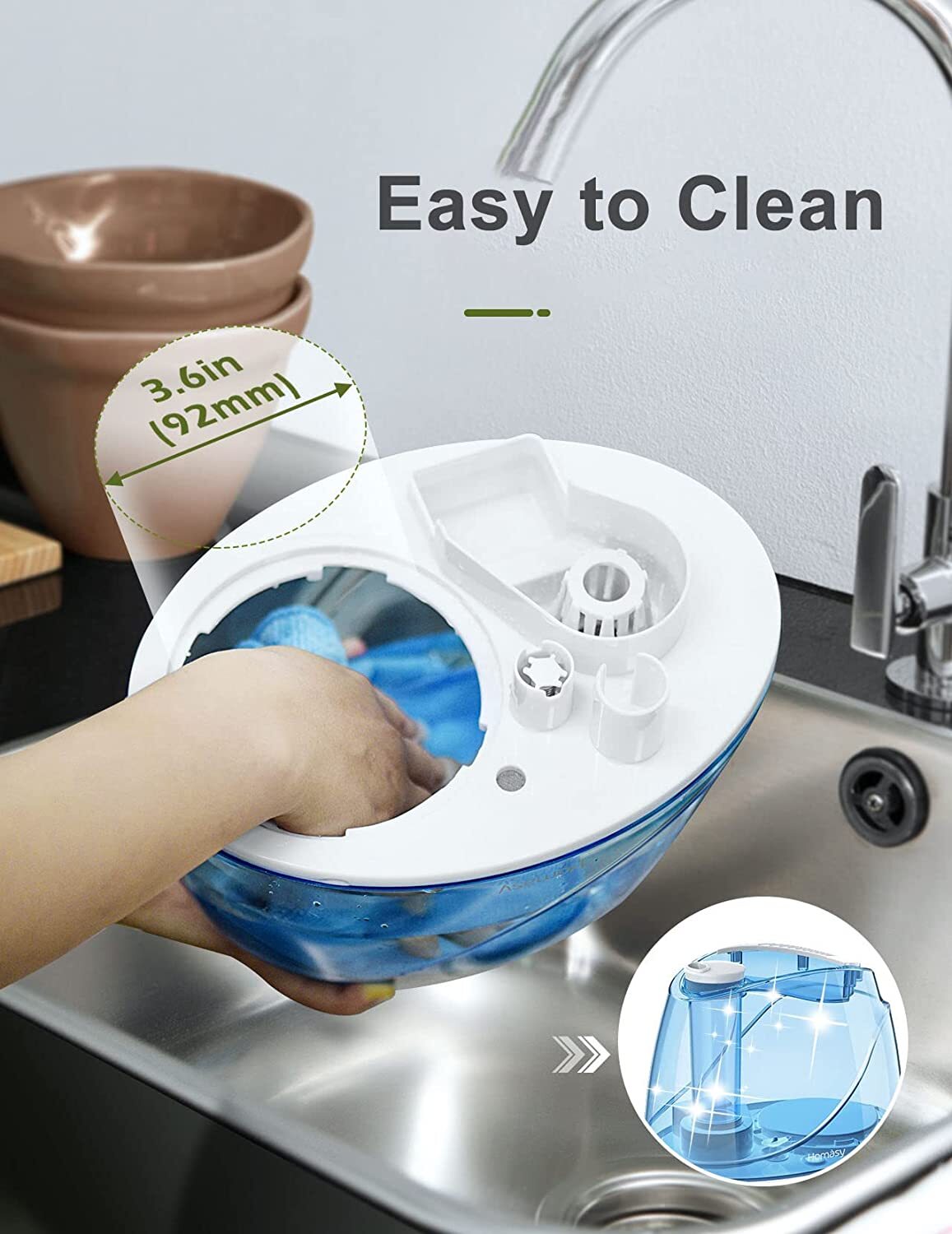 Homasy 2.2L Humidifier for HOME & OFFICE with Light,Quiet & Auto-of Cool Mist