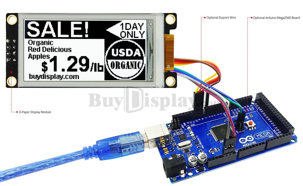 Black 2.13 inch e-Paper Display Module for Arduino,Raspberry Pi