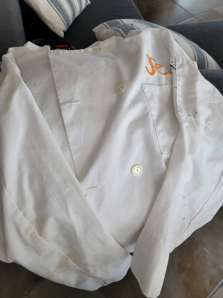 Chef jacket unisex damaged with soy sauce stains
