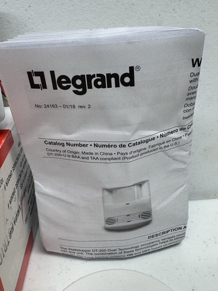 Wattstopper DT-200 Dual Technology Occupancy Sensor Wall/Ceiling Mount