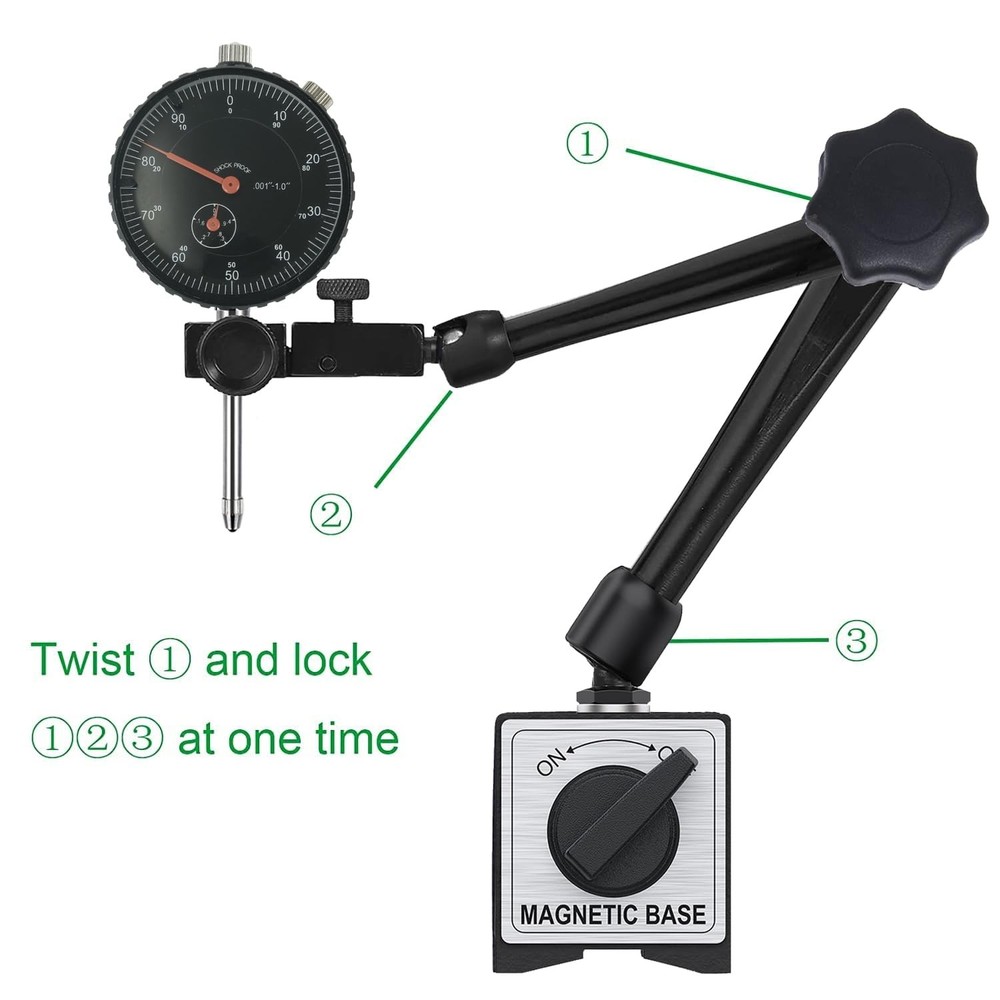 Dial Indicator Gauge and Magnetic Base, 0-1"/0.001"Dial Indicator...