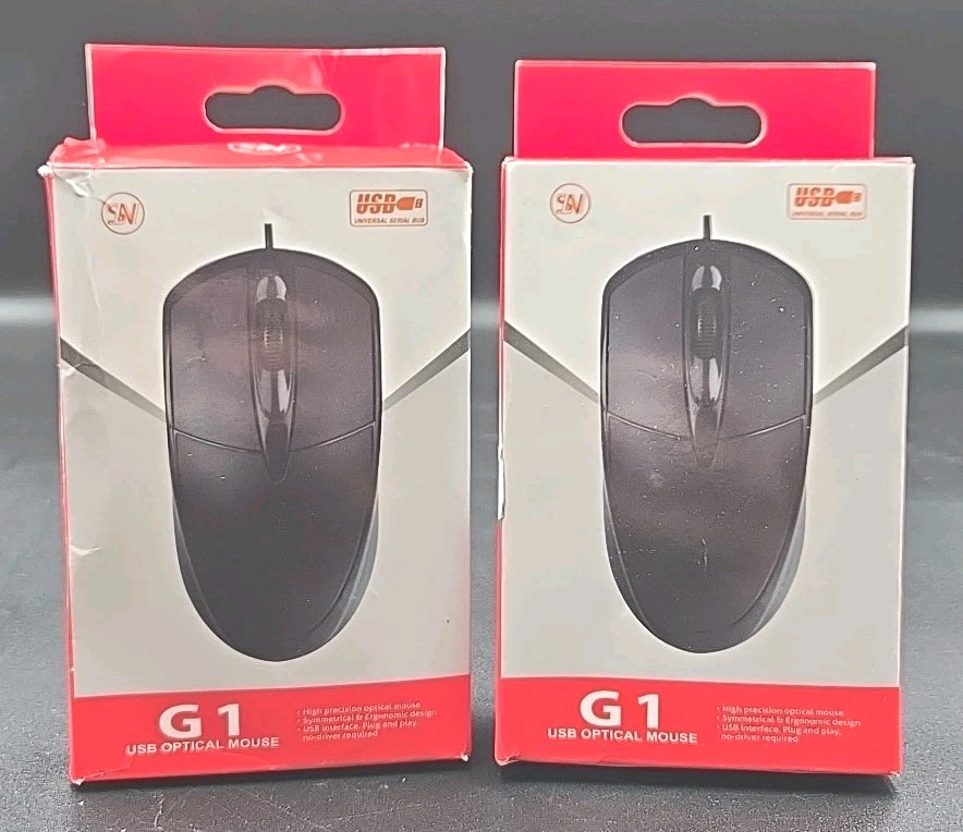 SN G1 USB Optical Mouse High Precision Symmetrical Ergonomic Plug Play Free Ship