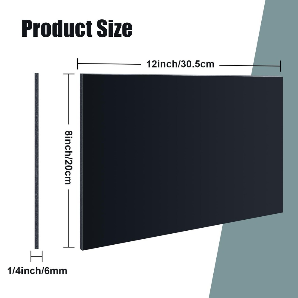 2 Pcs 1/4" Thick HDPE Plastic Sheets Thick Hard HDPE Polyethylene Sheet, High...