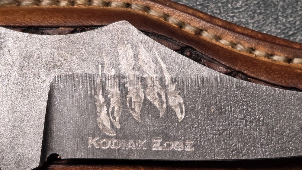 Sharp Finger Brown Leather Sheath Burlap Micarta Handle