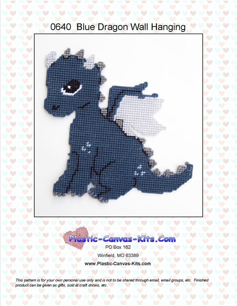 Blue Dragon Wall Hanging-Plastic Canvas Pattern or Kit