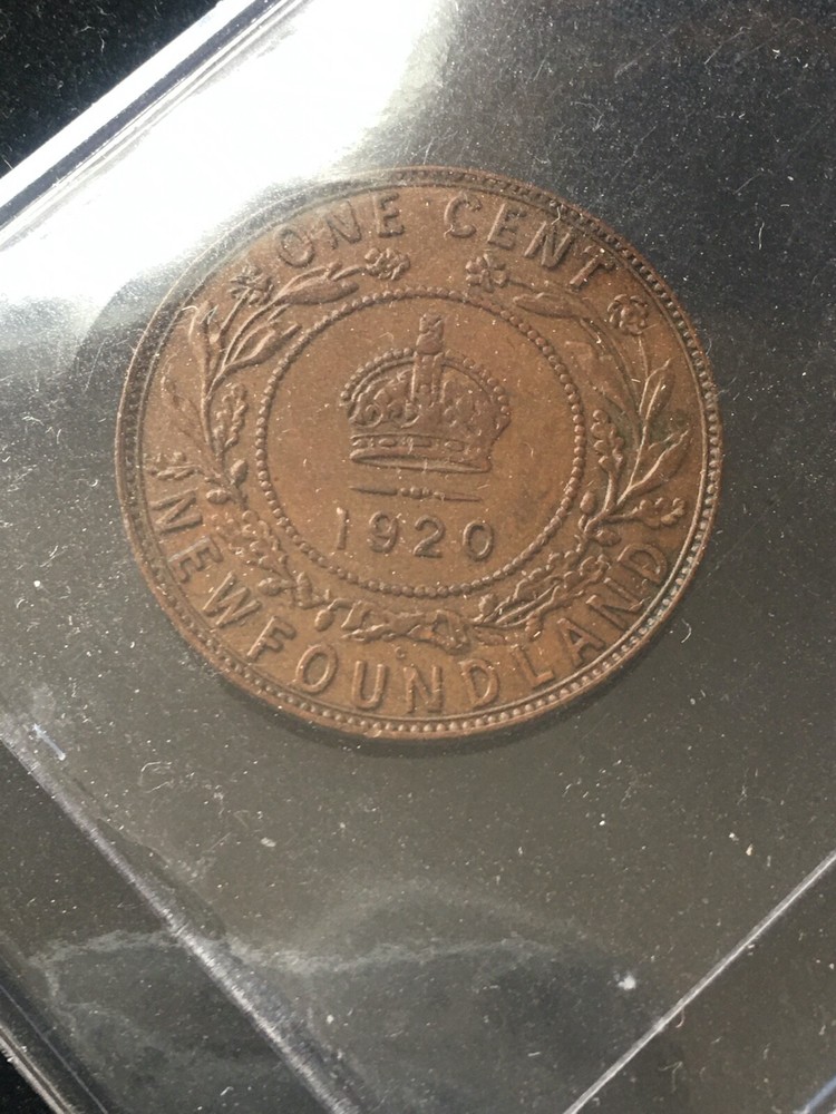 1920c ICCS Graded Newfoundland, Large One Cent, **EF-45**