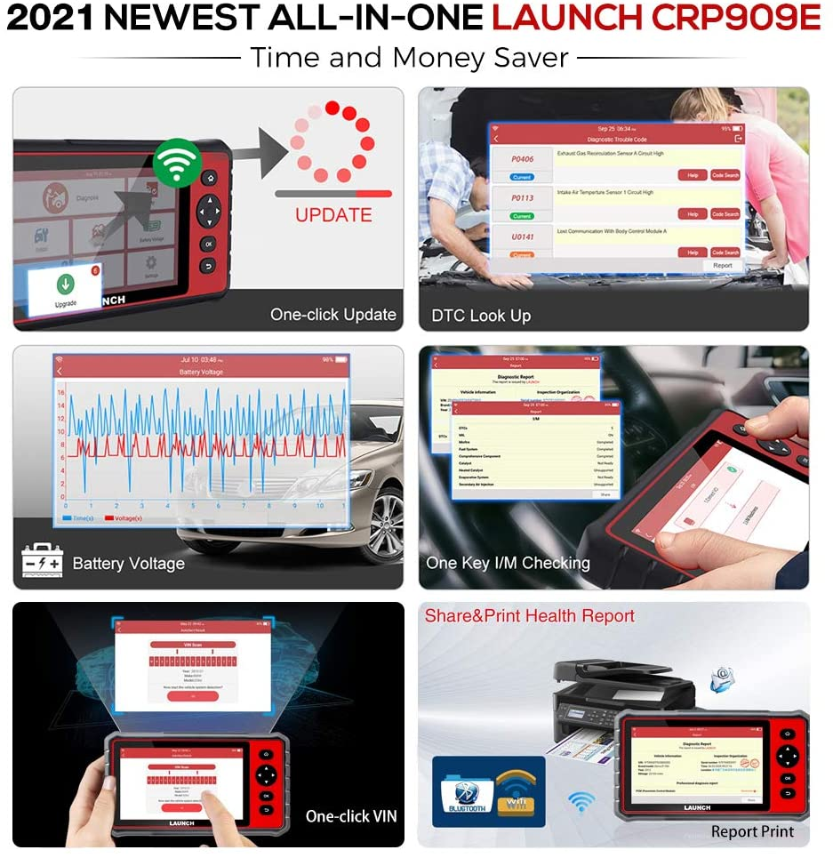 LAUNCH CRP909E Pro Elite Car Diagnostic Tool OBD2 Scanner Key Coding Full System