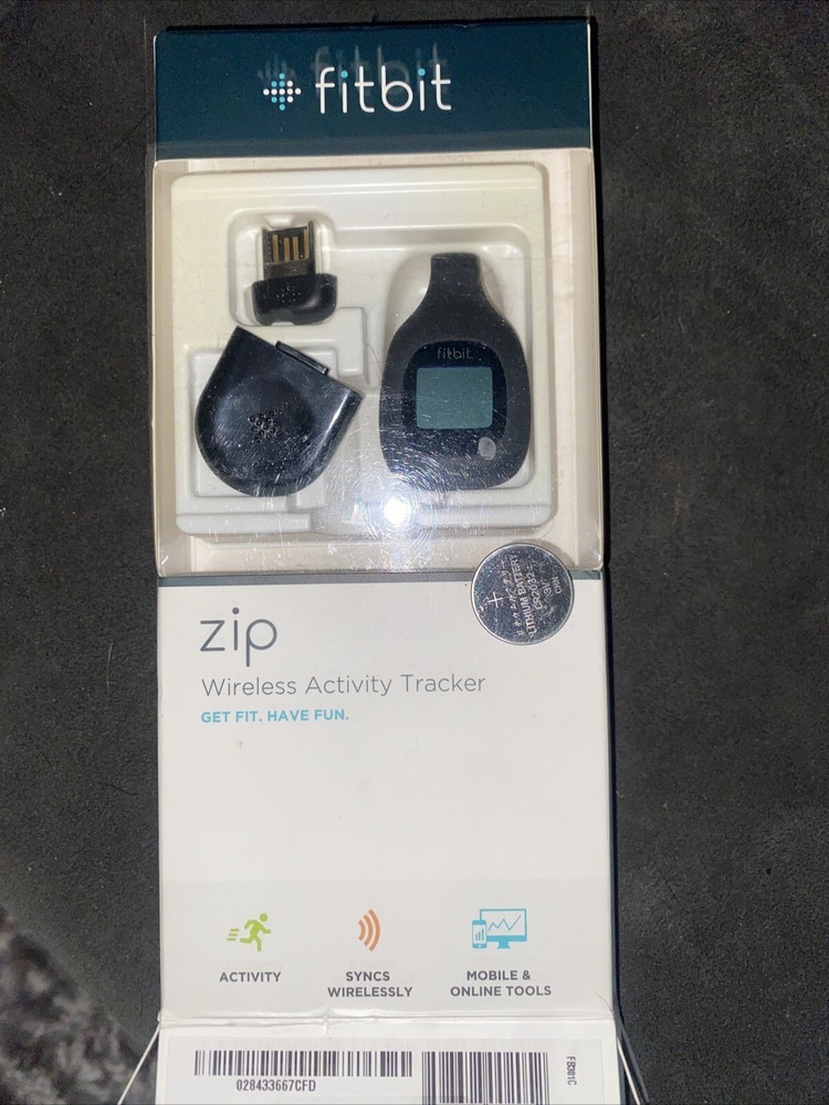Fitbit Zip Activity Tracker Pedometer NEW In Box (open) Black +battery