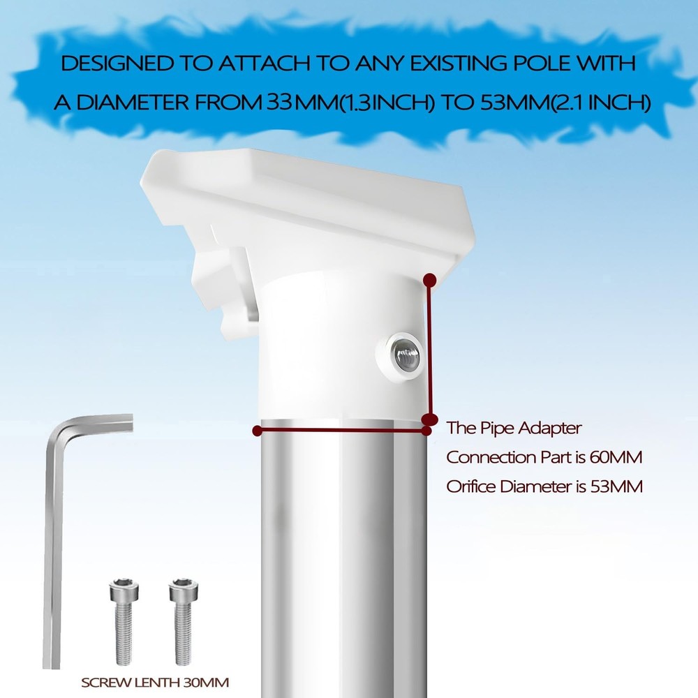 Starlink Mini Pipe Adapter, Pole Mount, for White