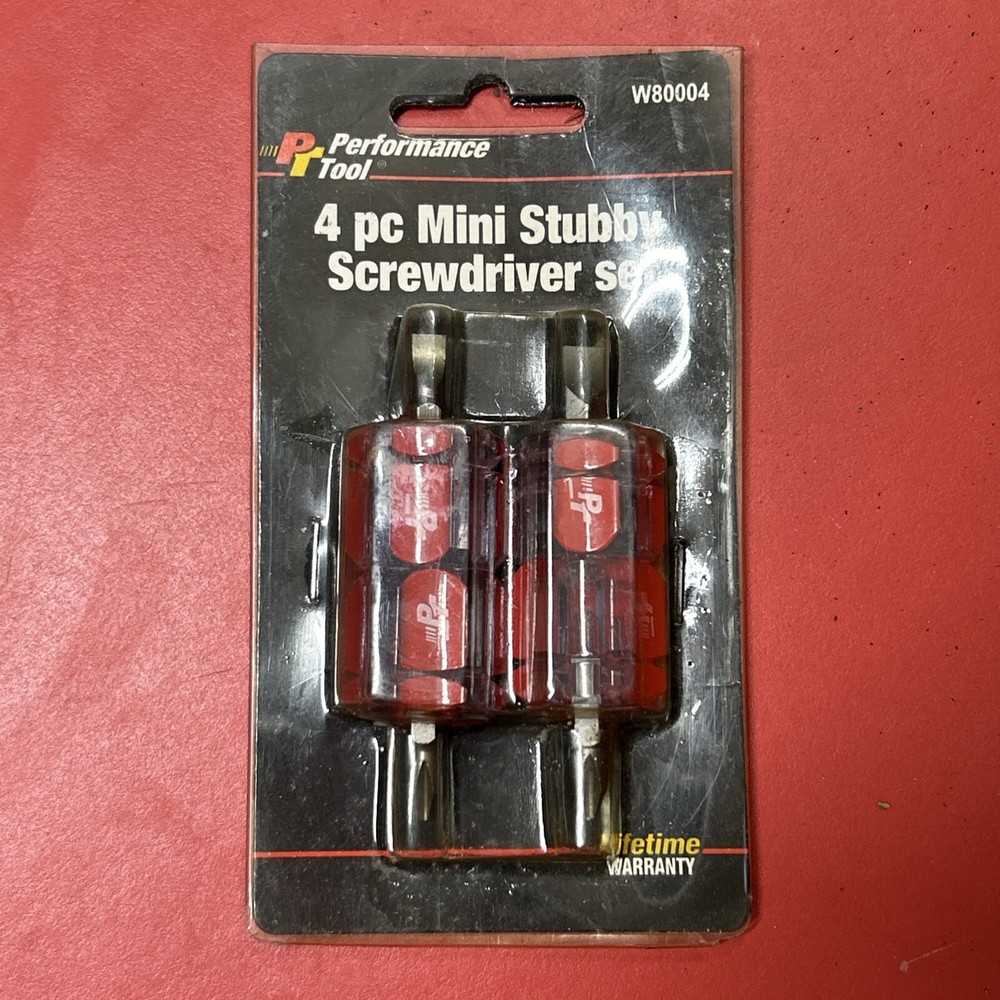 Performance Tool W80004 4 Piece Mini Stubby Screwdriver Set