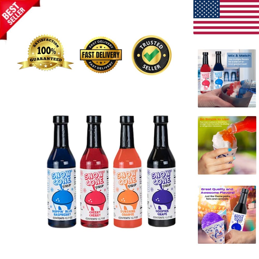 12.7oz Sno-Cone Syrups 4 Pack