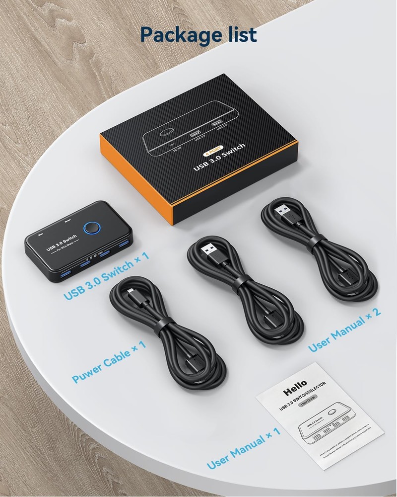 USB 3.0 Switch, KVM Switch Selector 2 Computers Sharing 4 Devices KVM Switche...