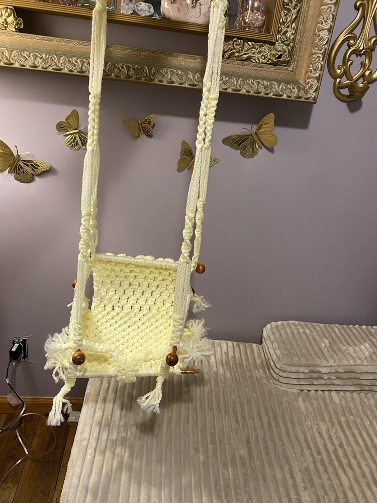 Handmade Macrame Baby Swing in Yellow