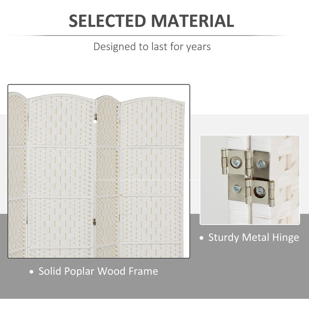 6 Panel Folding Privacy Screen, 6FT Partition Wall Divider, White