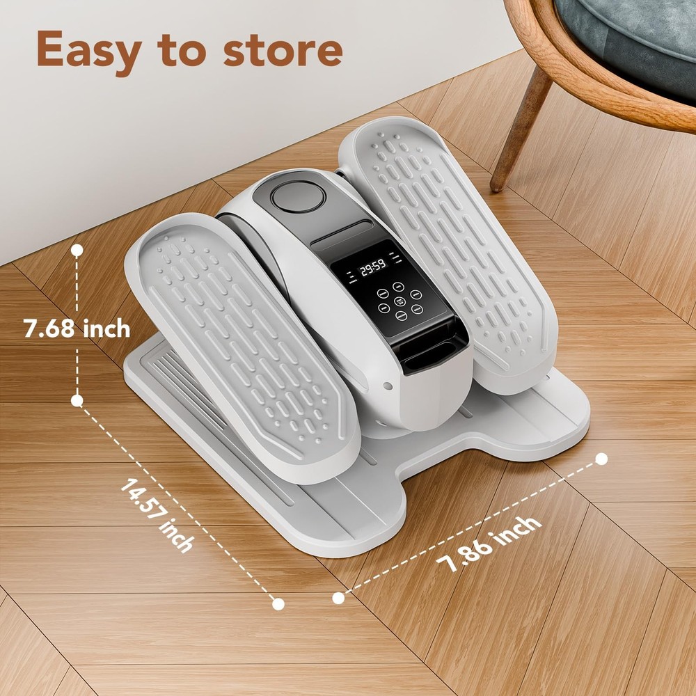 Under Desk Elliptical Exercise Machine, Mini Medium, Black and White