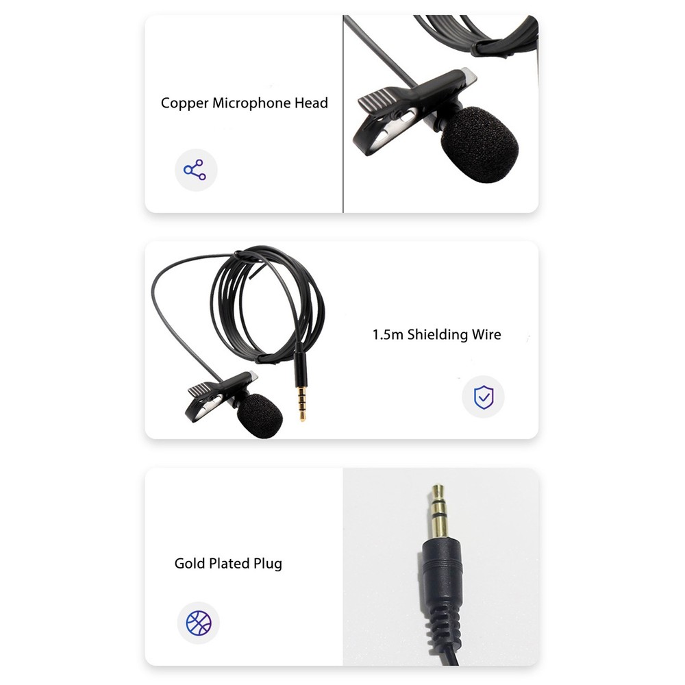 Lavalier Microphone Noise Reduction Omnidirectional Clip On Mic For Interview
