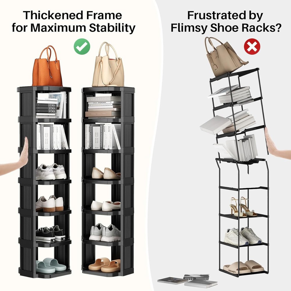 Kitstorack 8-Tier Vertical Plastic Shoe Rack, Freestanding Stackable Storage Org